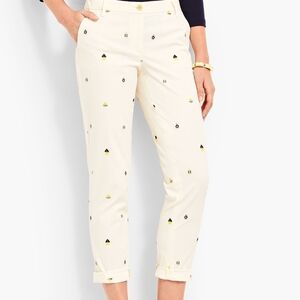 Talbots Girlfriend Chinos Sailboats & Anchors Print Size 6